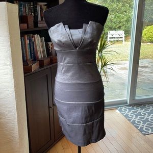 Strapless silver metallic dress